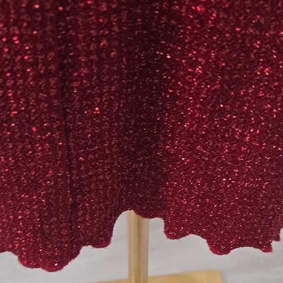 Hourglass Wine-Red Sparkle Midi Slip Dress - Picture 7 of 7
